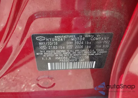 2017 Hyundai Elantra Se from USA, damaged, VIN KMHD84LF7HU195158
